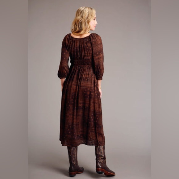 Stetson Women’s Patchwork Bandana Brown 100% Rayon Dress Size Extra Large - Picture 5 of 17